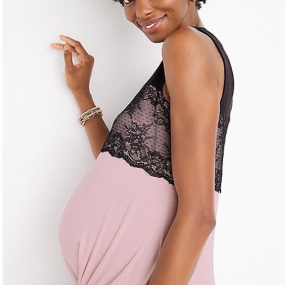 NWT Lace Trim Knot Hem Maternity Tank - Size L - Picture 5 of 7